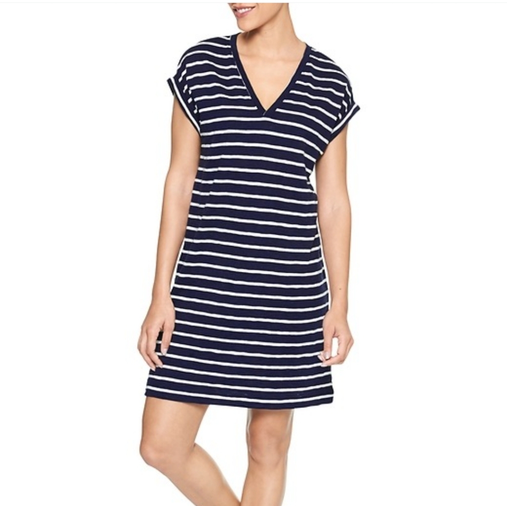 Navy and White Striped Cotton Summer Dress